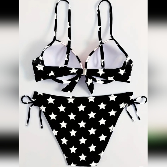 🆕️Push Up Underwire Knot Front American Flag Sexy Bikini - Picture 2 of 8